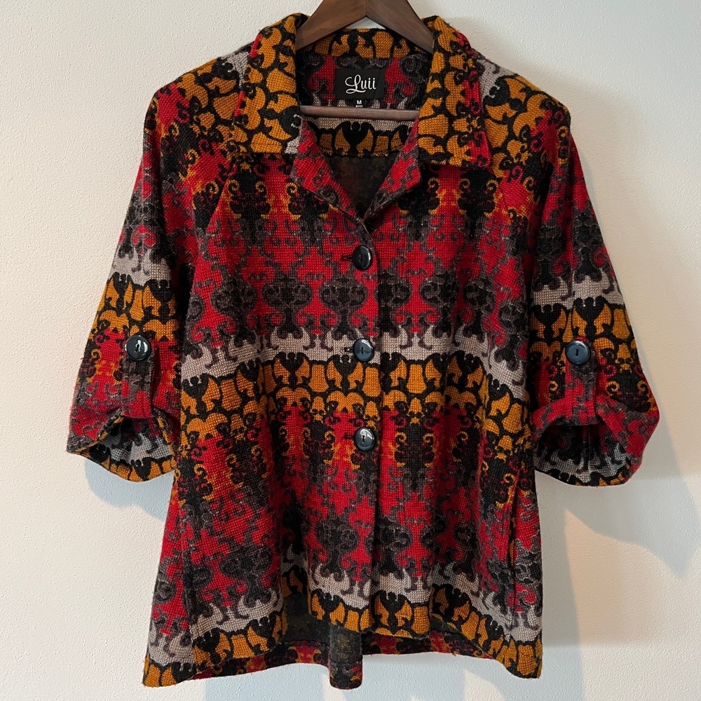 Luii Half Sleeve Button Front Wool Cardigan